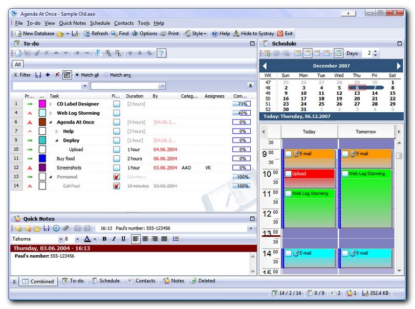 Agenda At Once 3.3.2 software screenshot