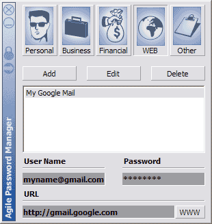Agile Password Manager 1.01 software screenshot