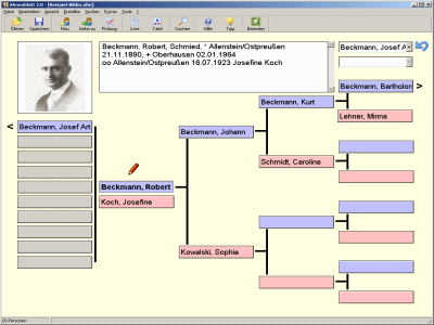 Ahnenblatt 2.96c software screenshot