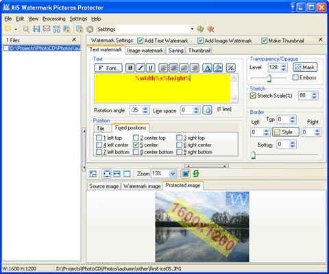 AiS Watermark Pictures Protector 3.7.0 software screenshot