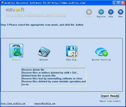 Aidfile Recovery 3.674 software screenshot