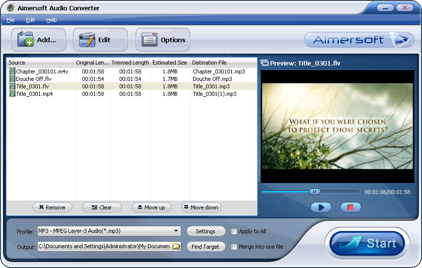 Aimersoft Audio Converter 2.2.1 software screenshot