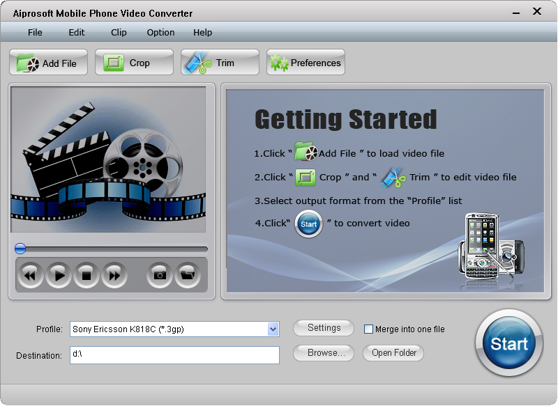 Aiprosoft Mobile Phone Video Converter 4.0.07 software screenshot