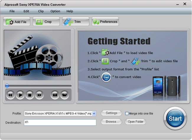 Aiprosoft Sony Xperia Video Converter 4.0.07 software screenshot