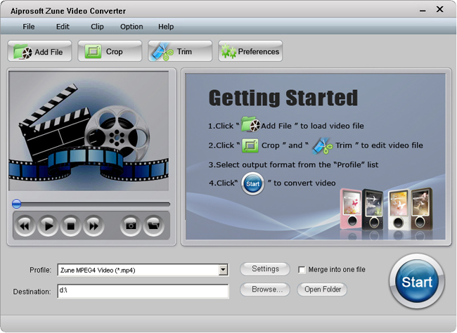 Aiprosoft Zune Video Converter 4.0.07 software screenshot