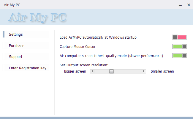 AirMyPC 2.0.1 software screenshot