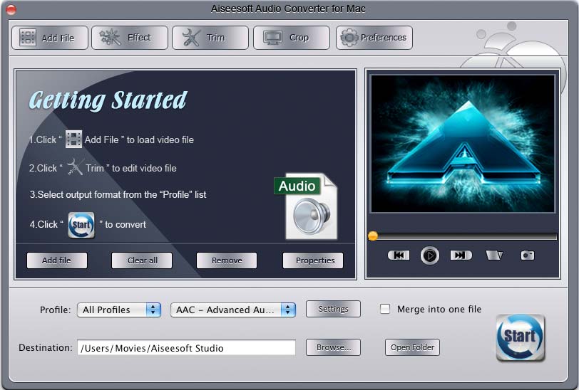 Aiseesoft Audio Converter for Mac 3.2.30 software screenshot