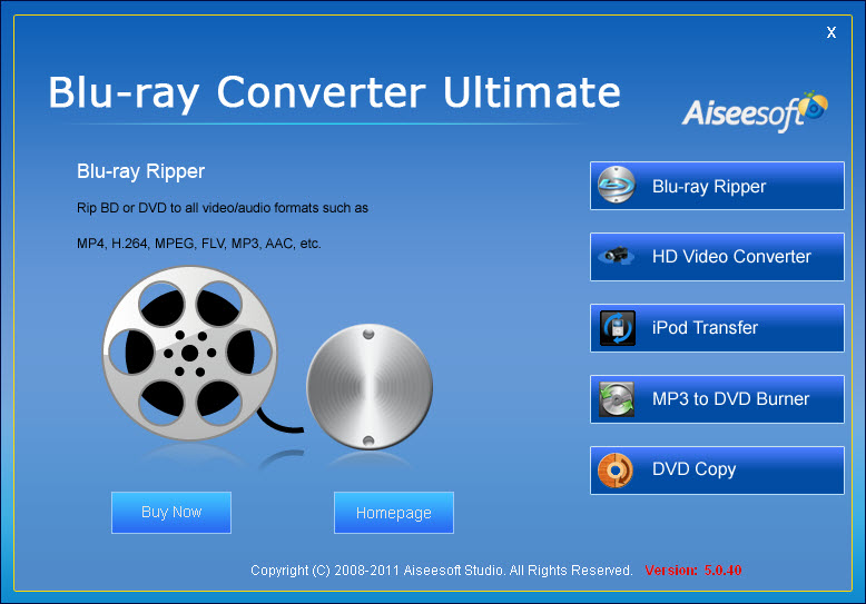 Aiseesoft Blu Ray Converter Ultimate 5.2.08 software screenshot