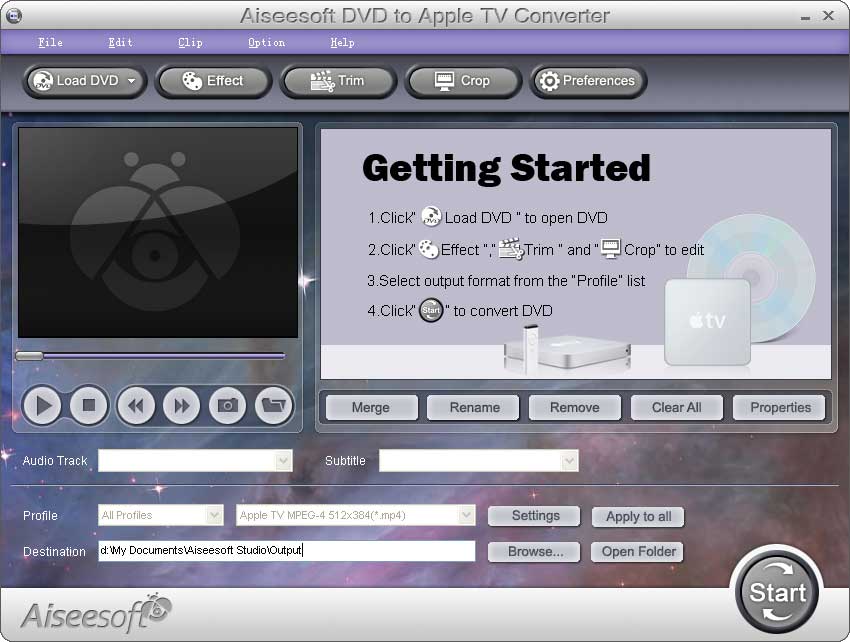 Aiseesoft DVD to Apple TV  Converter 5.0.08 software screenshot
