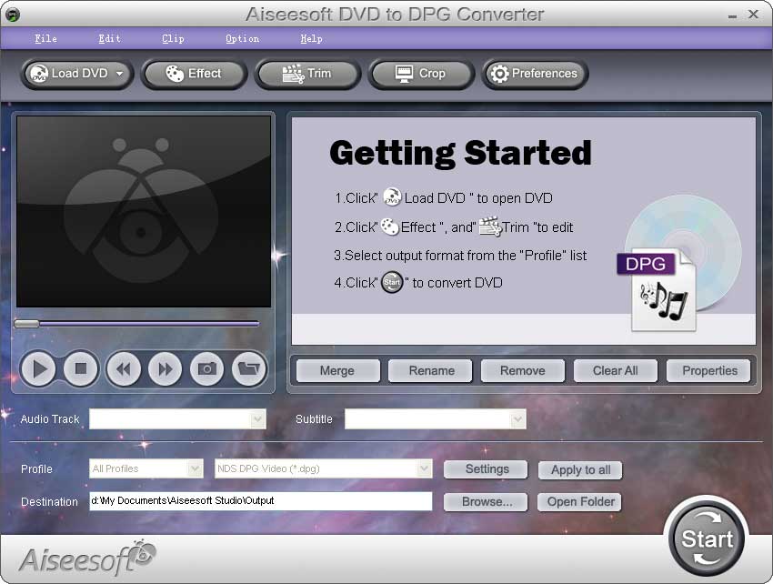 Aiseesoft DVD to DPG Converter 5.0.12 software screenshot