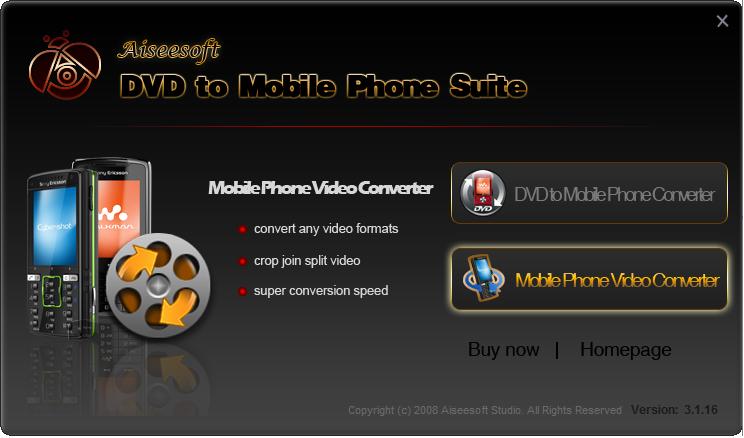 Aiseesoft DVD to Mobile Phone Suite 4.0.06 software screenshot