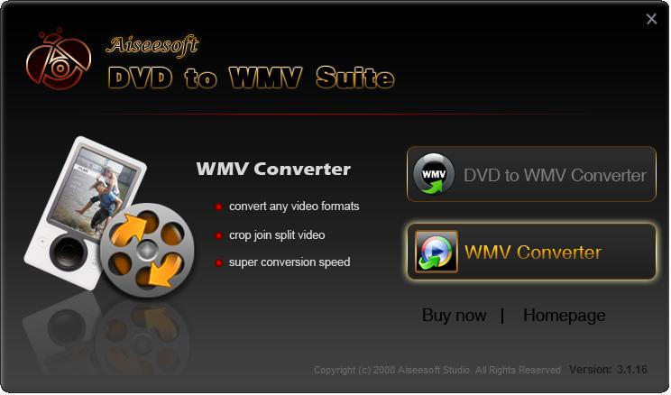 Aiseesoft DVD to WMV Suite 3.1.20 software screenshot