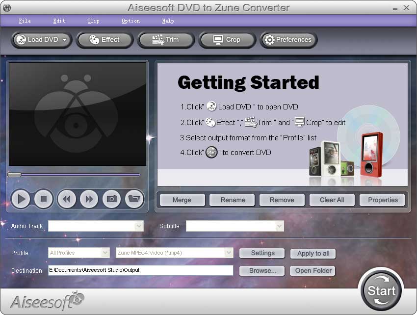 Aiseesoft DVD to Zune Converter 5.0.08 software screenshot