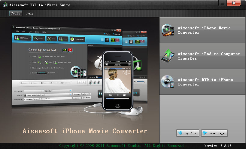 Aiseesoft DVD to iPhone Suite 6.2.18 software screenshot