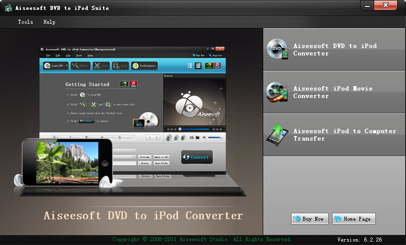 Aiseesoft DVD to iPod Suite 6.3.06 software screenshot