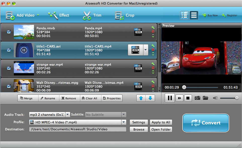 Aiseesoft HD Converter for Mac 6.2.30 software screenshot