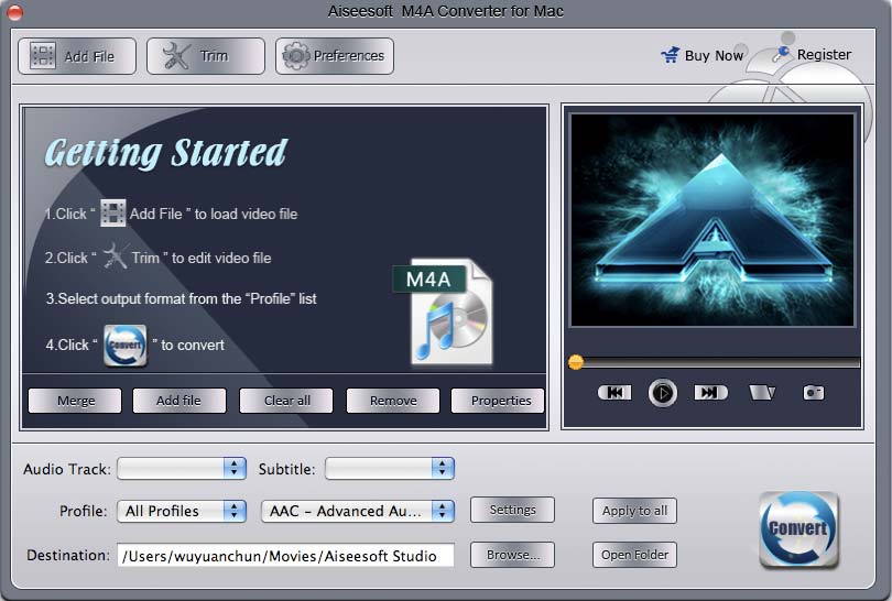 Aiseesoft M4A Converter for Mac 3.2.26 software screenshot