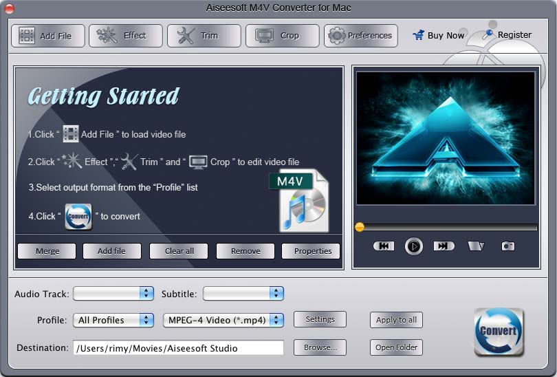 Aiseesoft M4V Converter for Mac 4.0.02 software screenshot