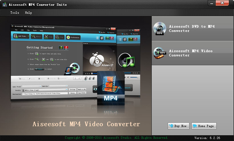Aiseesoft MP4 Converter Suite 6.3.6 software screenshot