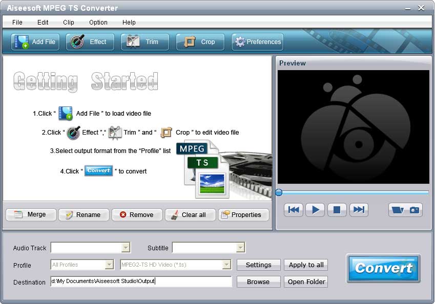 Aiseesoft MPEG TS Converter 6.2.16 software screenshot
