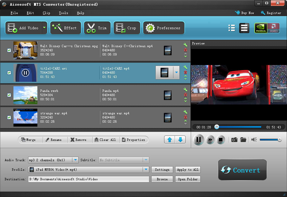 Aiseesoft MTS Converter 6.3.06 software screenshot