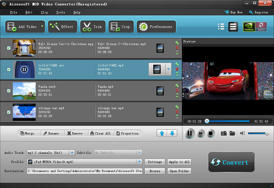 Aiseesoft Mod Video Converter 7.2.6 software screenshot