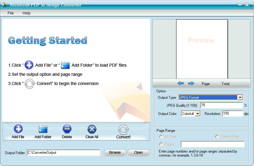 Aiseesoft PDF to Image Converter 3.0.12 software screenshot