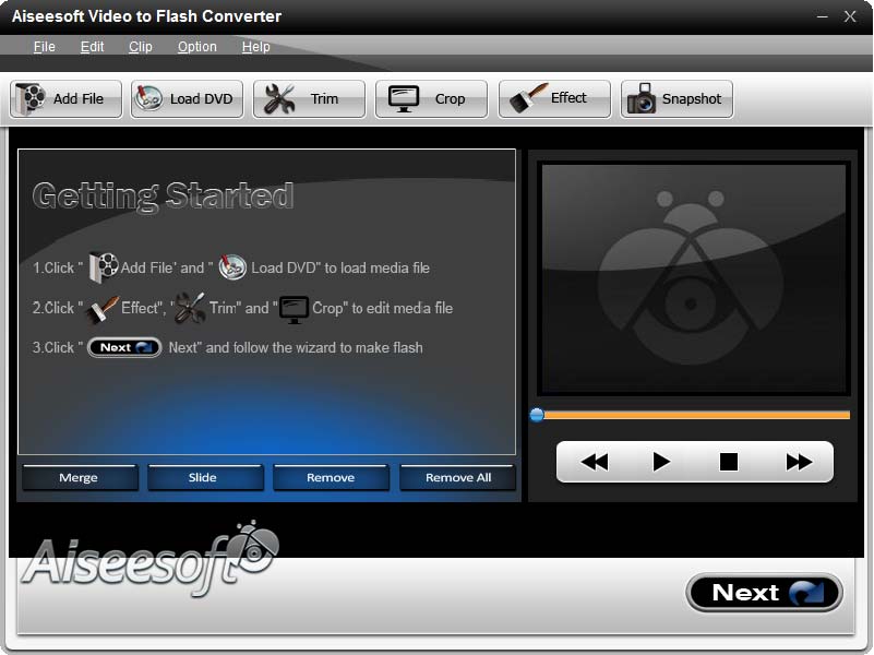 Aiseesoft Video to Flash Converter 5.0.08 software screenshot