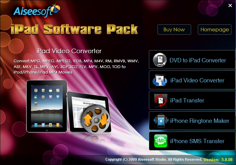 Aiseesoft iPad Software Pack 5.2.08 software screenshot