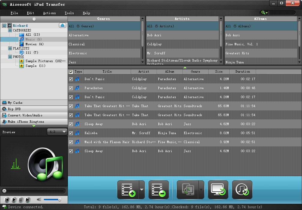 Aiseesoft iPad Transfer 6.3.06 software screenshot