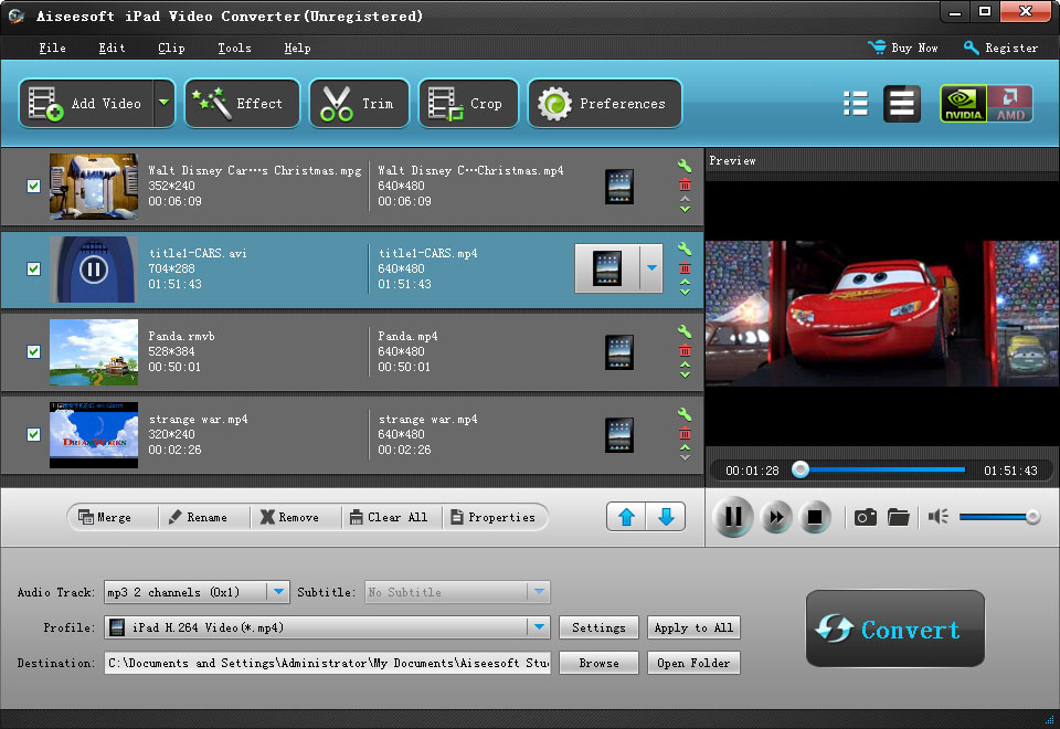 Aiseesoft iPad Video Converter 8.0.20 software screenshot