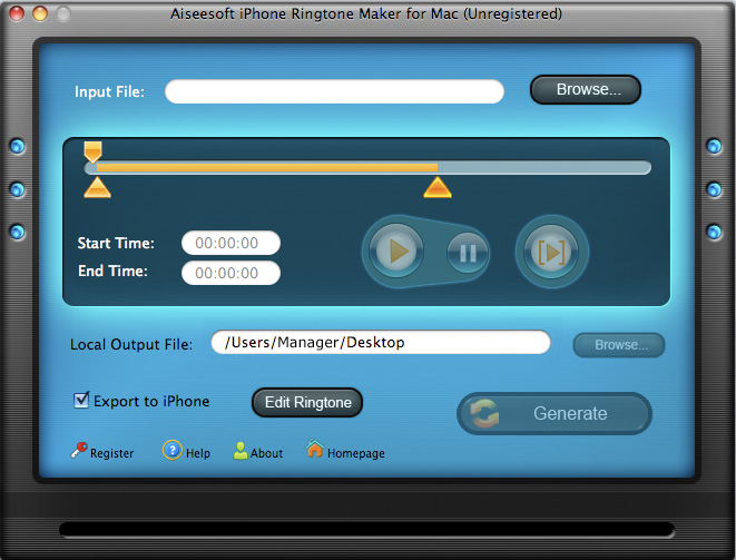 Aiseesoft iPhone Ringtone Maker for Mac 4.1.06 software screenshot