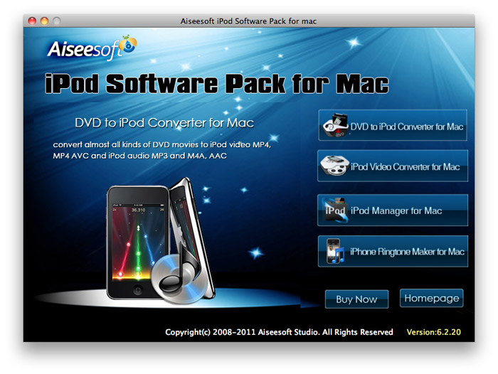 Aiseesoft iPod Software Pack for Mac 6.1.20 software screenshot