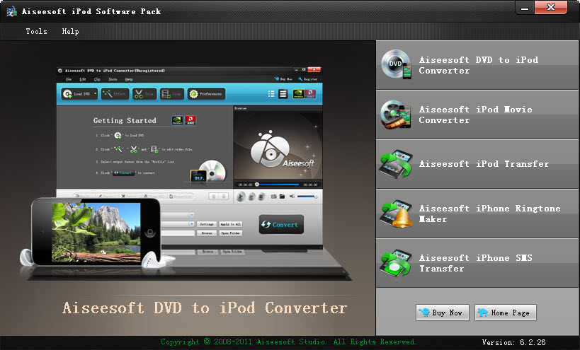 Aiseesoft iPod Software Pack 6.2.28 software screenshot