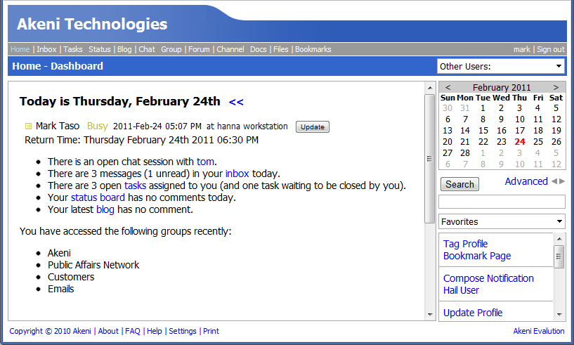 Akeni Social Networking Software 3.1 software screenshot