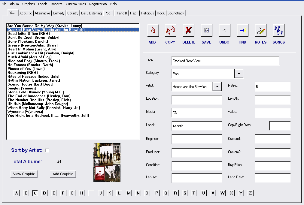 Album Tracker 5.1.1 software screenshot