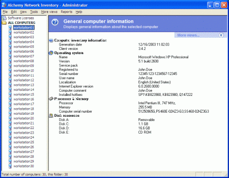 Alchemy Network Inventory 9.4 software screenshot
