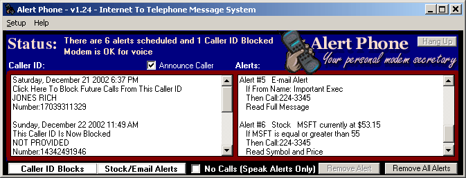 Alert Phone 1.17 software screenshot