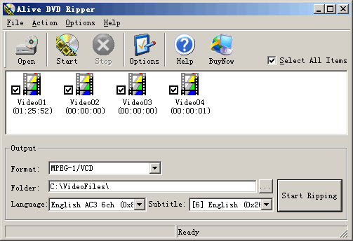 Alive DVD Ripper 3.0.1.8 software screenshot