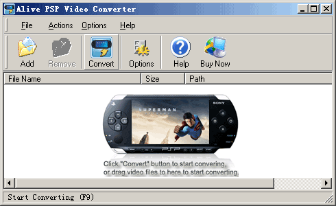 Alive PSP Video Converter 1.8.2.8 software screenshot