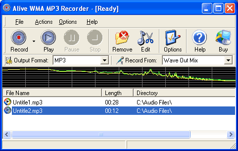Alive WMA MP3 Recorder 3.3.2.8 software screenshot