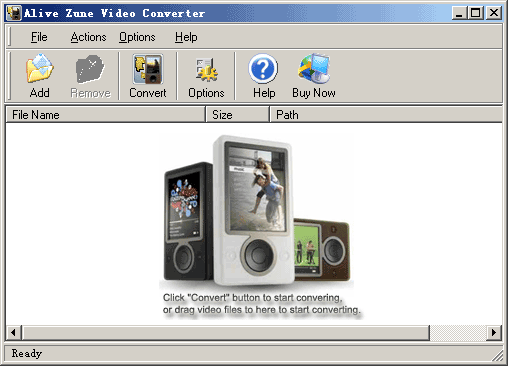 Alive Zune Video Converter 1.9.0.9 software screenshot