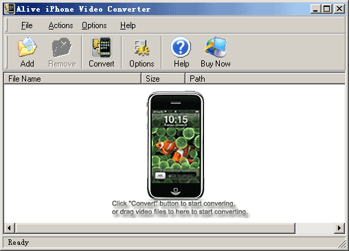 Alive iPhone Video Converter 2.1.8.6 software screenshot