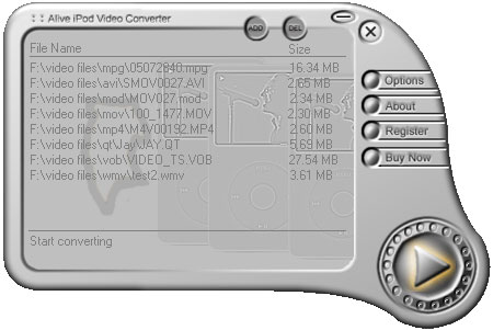 Alive iPod Video Converter 2.6.2.8 software screenshot