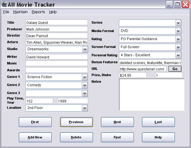 All Movie Tracker 1.2 software screenshot