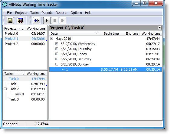 AllNetic Working Time Tracker 3.0 software screenshot