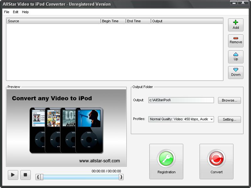AllStar Video to iPod Converter 3.17 software screenshot