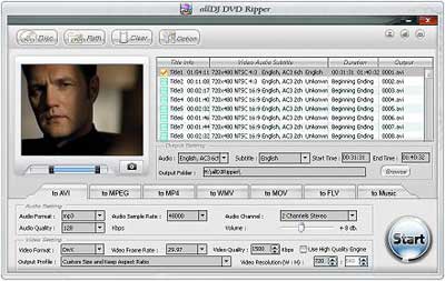 Alldj DVD Ripper 4.5.22 software screenshot