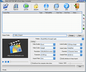 Allok 3GP PSP MP4 iPod Video Converter 6.2.0603 software screenshot