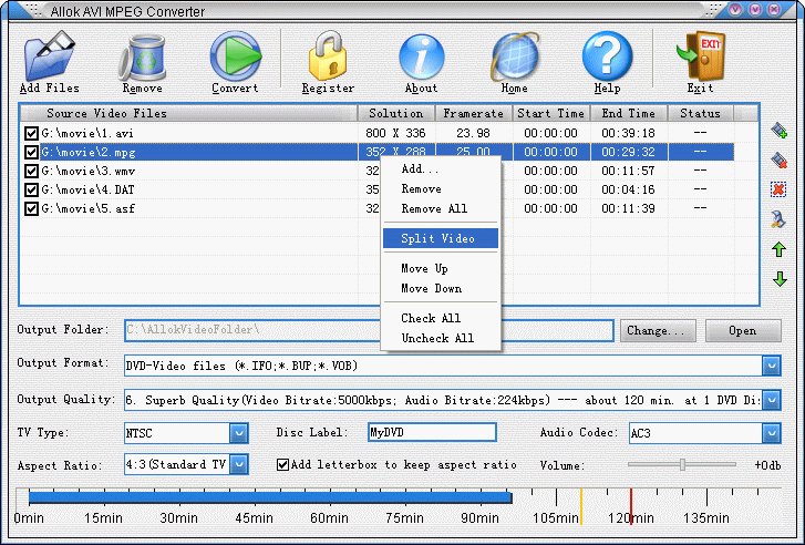Allok AVI MPEG Converter for to mp4 5.0 software screenshot